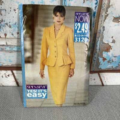 Butterick 3120 See & Sew Pattern Fitted Skirt and Top Womens Size 12-16 UC FS