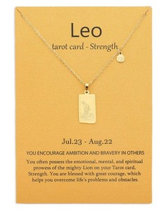 Authentic 14k Gold Plated Leo Necklace Strength Tarot Card Constellation Jewelry Birthday