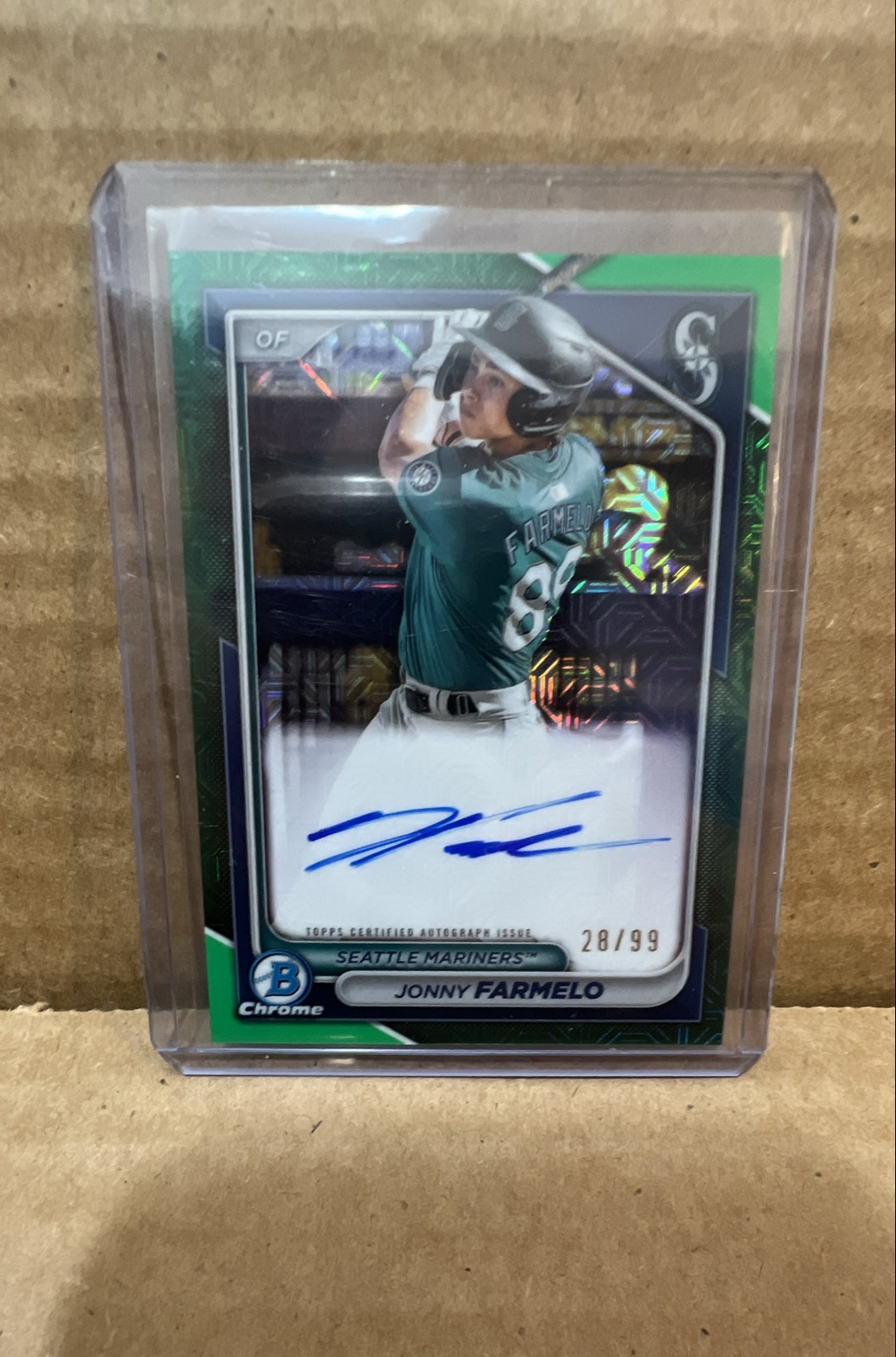2024 Bowman Chrome Mega Box Autographs Jonny Farmelo #BMA-JF Green Refractor /99