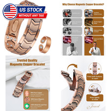 Magnetic Copper Bracelet for Men 99.99 Pure Adjustable Jewelry Box Gift Set