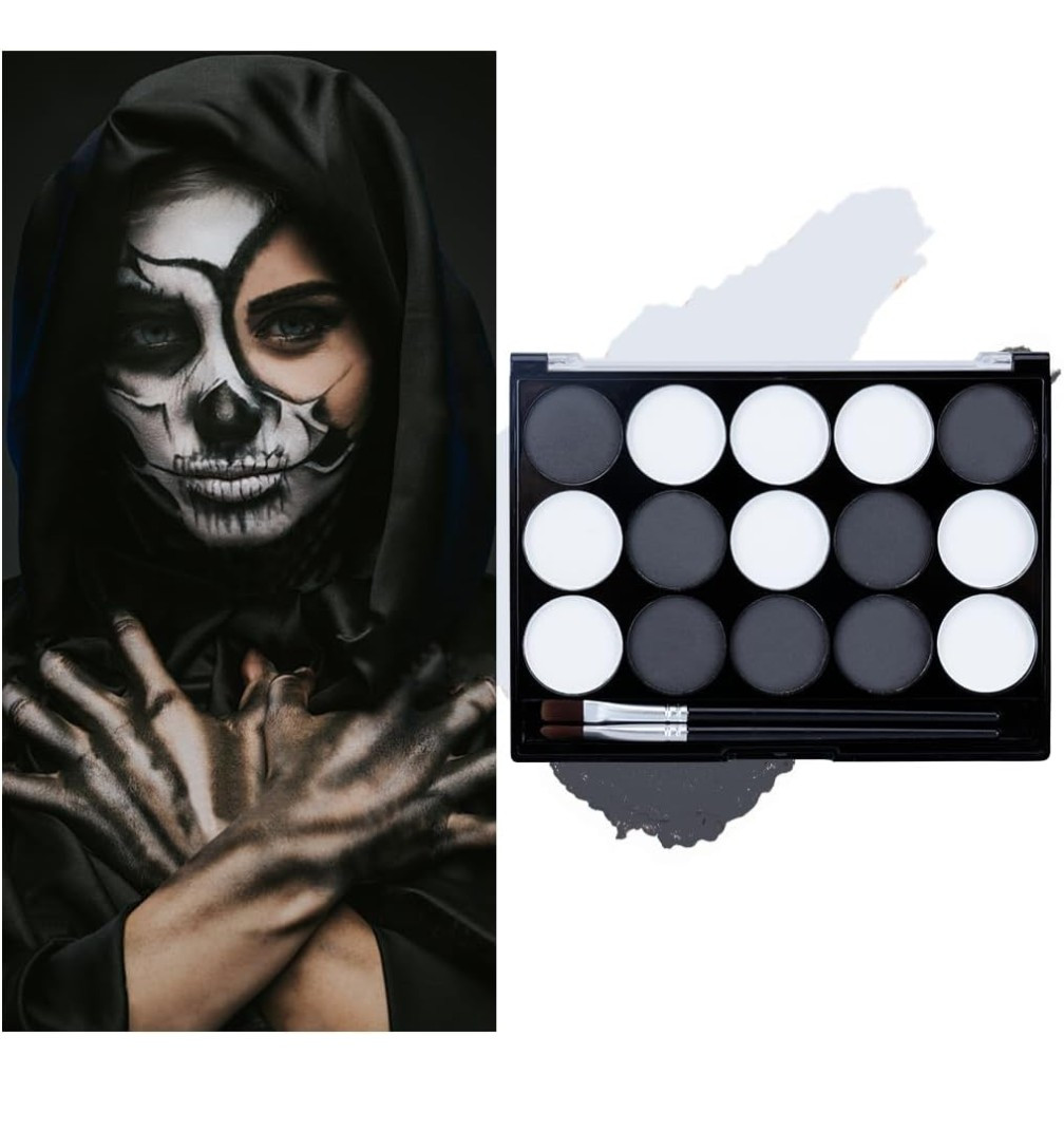 Face Paint Kit for Kids Professional Quality Face & Body Paint Black & White