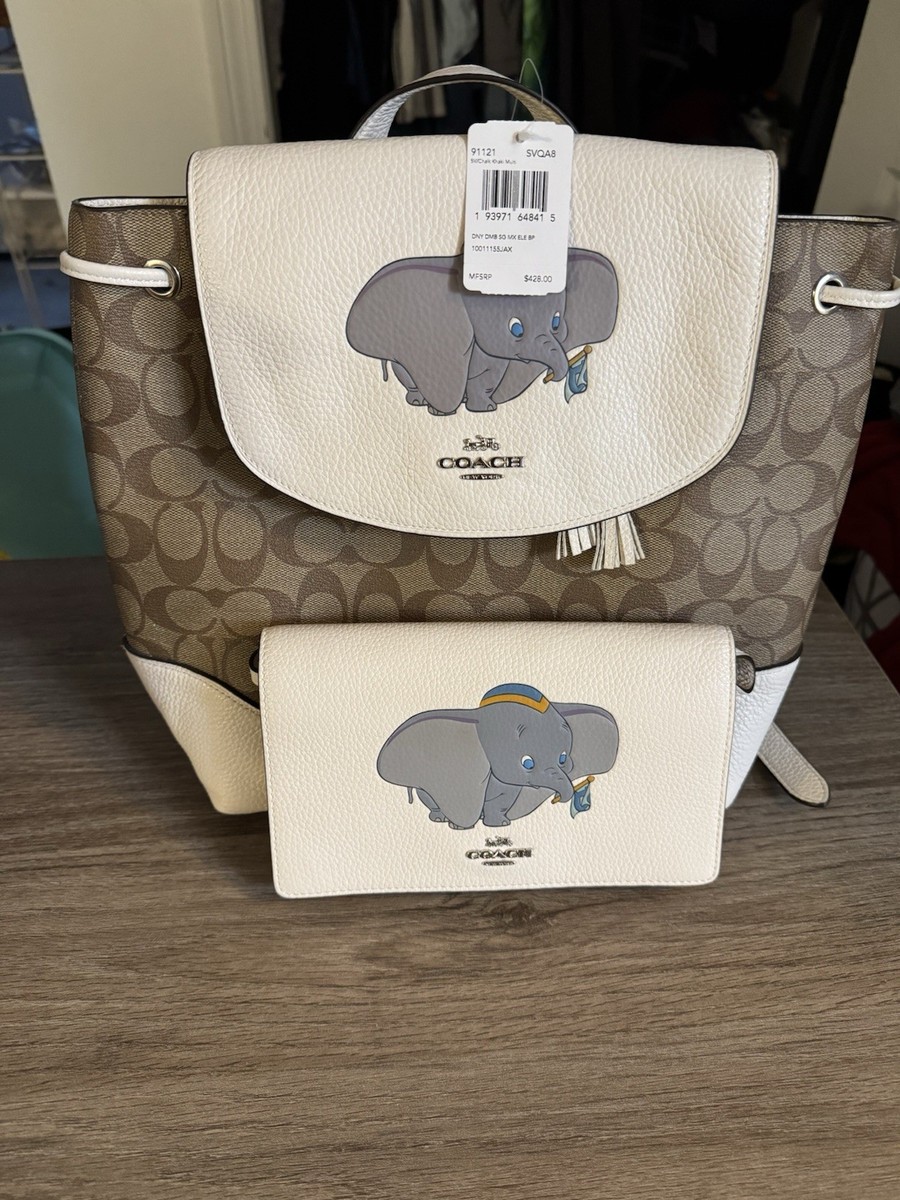 coach backpack dumbo Disney X Coach Limited Edition Backpack with Dumbo with Matching Wallet ￼