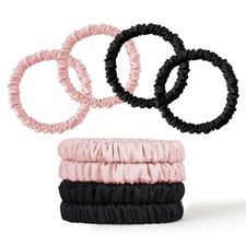 8Pcs Silk Scrunchies Hair Ties for Women Girls, Mulberry Silk Scrunchies No-...