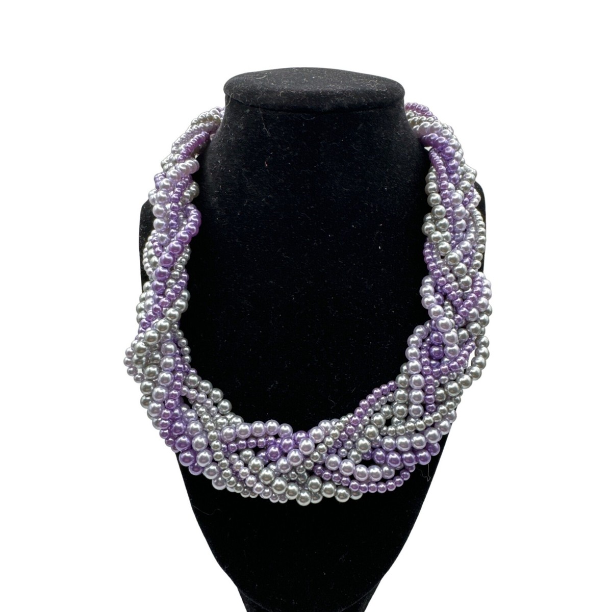 Sophia Collection Shades of Purple and Gray Statement Necklace 17