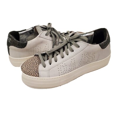 New P448 Thea Low Top Sneaker Animal Print Gray Bronze Size EU 37 US 7