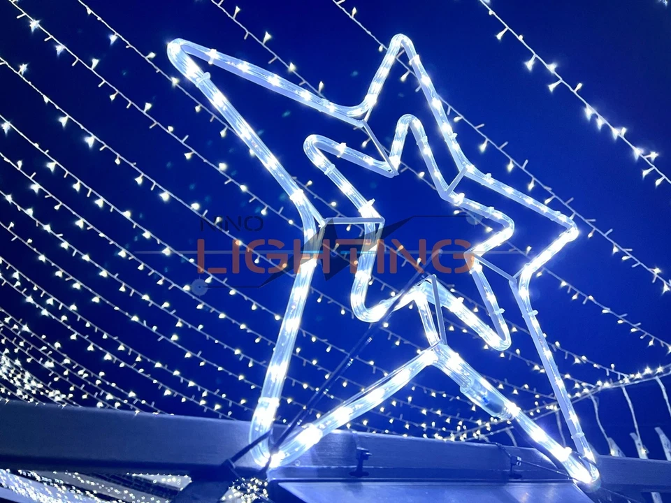 STELLA LUMINOSA DI NATALE 90 LED GRANDE 50X50CM DA ESTERNO LUCE BIANCA 8 GIOCHI - Image 4 of 4