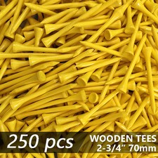 200 Pcs YELLOW NEW GOLF TEE NATURAL WOODED TEES 2 3/4" 70MM LONG LENGTH