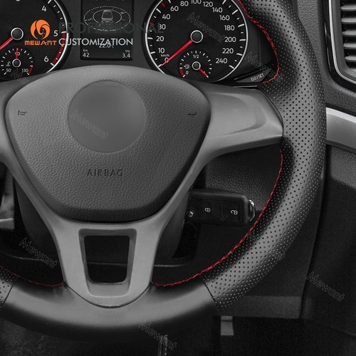 MEWANT Real Leather Steering Wheel Cover for Volkswagen VW Amarok T6 California - Picture 4 of 10