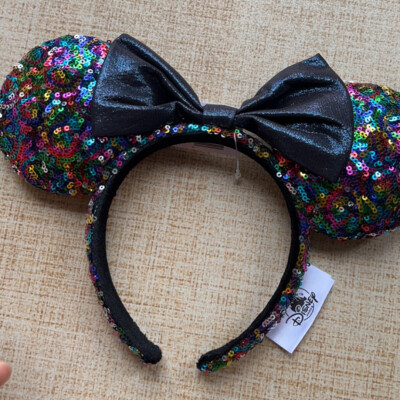 Tokyo Ears Sequins Micky & Minnie Black Rainbow JAPAN Disney Parks Headband
