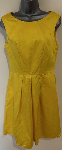 Cue Australia Yellow Linen & Cotton fit & flare dress With Pockets Size 10 - Picture 8 of 14