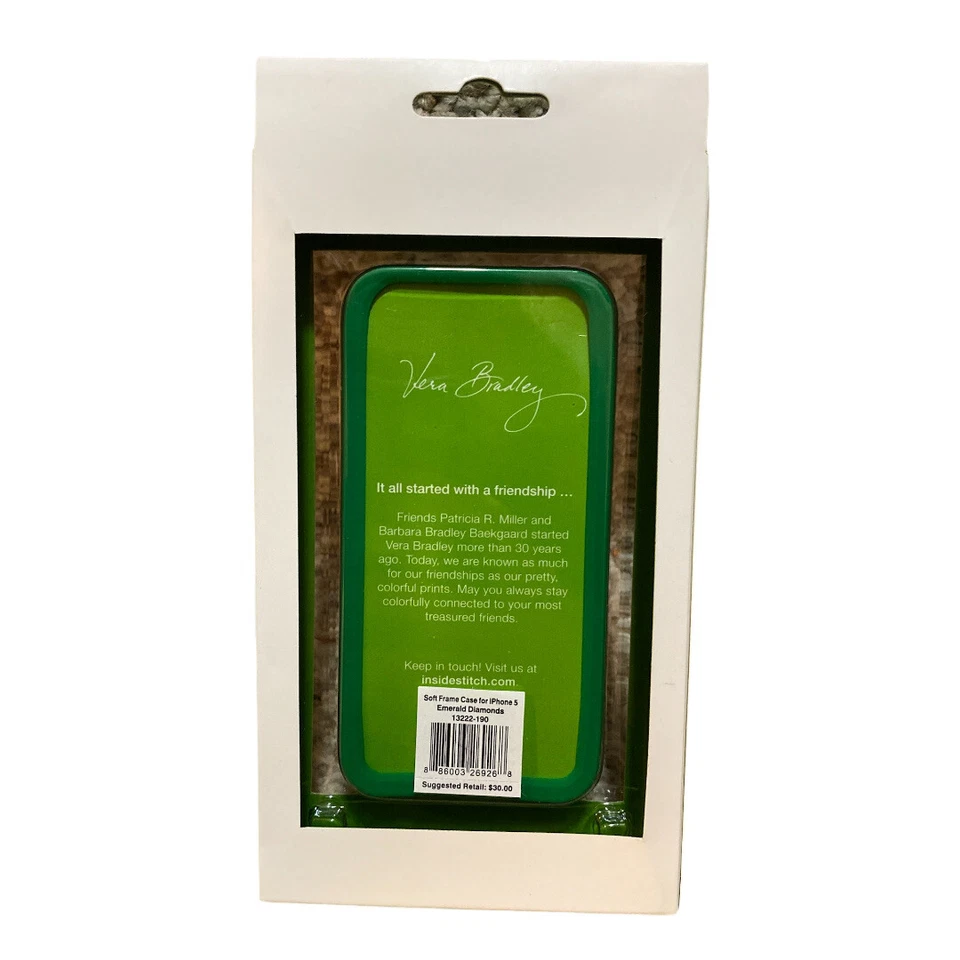 Vera Bradley EMERALD DIAMONDS Soft Frame Case for iPhone 5 Green Cell Phone New - Image 2 of 2