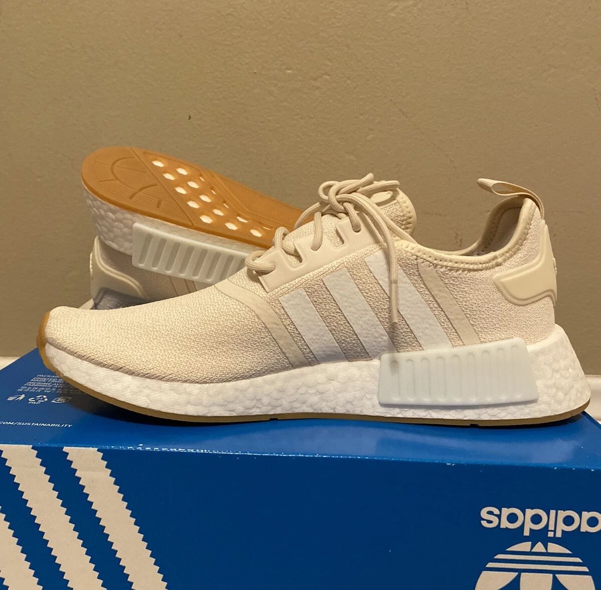 Size 10 - Adidas NMD R1 Wonder White Ivory | eBay