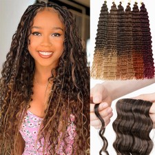 28" Long Thick Water Wave Hair Extensions Crochet Braids Deep Curly Ocean Weave