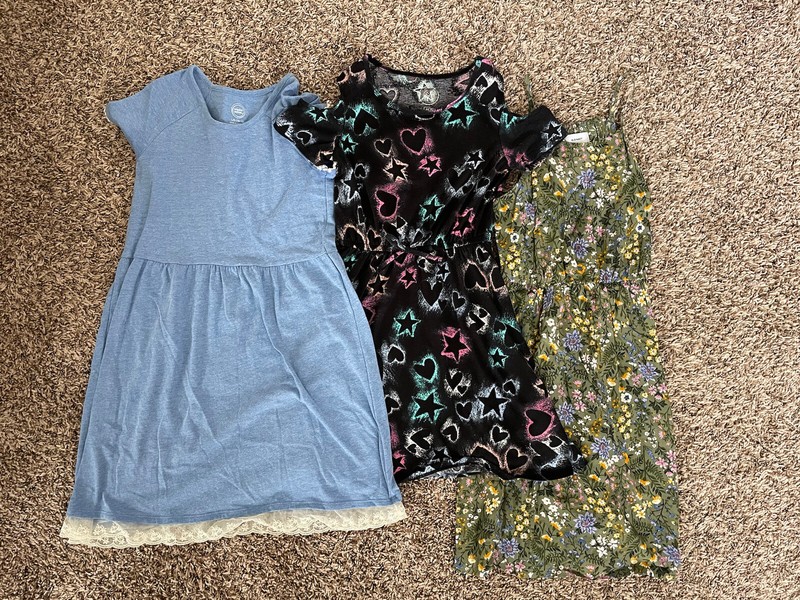 THREE girls sundresses Old Navy, SO, Wonder Nation- Large sizes 10 & 10/12- VGUC