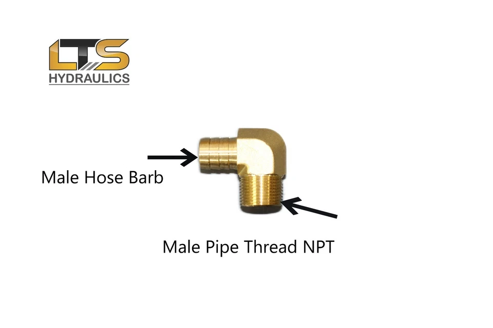 1/4" Hose Barb x 1/4" Male Pipe NPT 90 Degree Forged Brass Fitting Qty 1 - Image 2 of 4