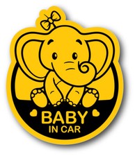 Baby In Car Elephant Vinyl Sticker Bumper Decal
