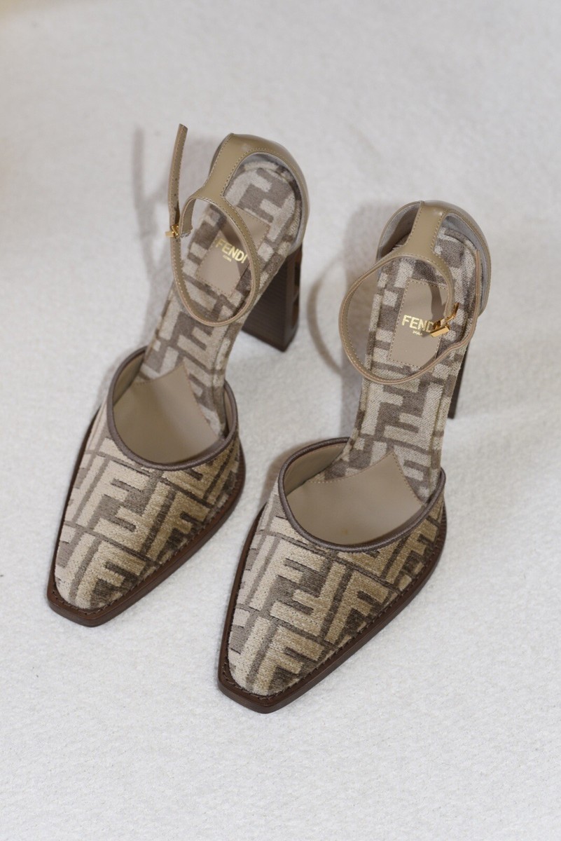 Fendi Chenille Jacquard FF Cut Baguette Ankle Strap 105mm Fendi Chenille Jacquard FF Cut Baguette Ankle Strap 105mm