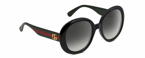 Gucci GG0712S Womens Round Designer Sunglasses Black Red Gold/Grey Gradient 55mm - Picture 1 of 3