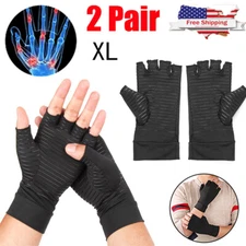 2 Pairs Copper Compression Arthritis Gloves Tunnel Joint Pain for Men Women XL