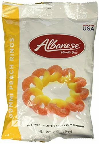 Albanese Gummy Peach Rings, 7 Oz 1-Bag