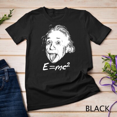 Nerdy Einstein sticking tongue out E=mc2 Physics Teacher T-Shirt Unisex T-shirt