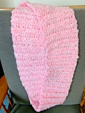 Handmade Crochet SOFT Bulky Fluffy PINK Infinity Loop Scarf NEW