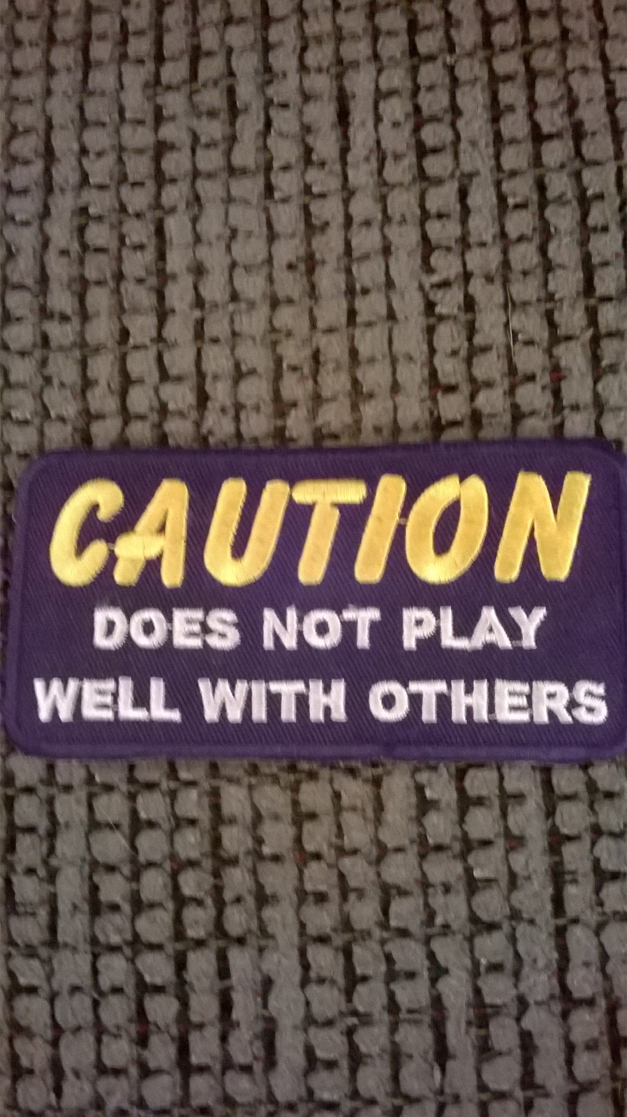 BIKER PATCH "CAUTION DOES NOT PLAY WELL WITH OTHERS" NEW NICE