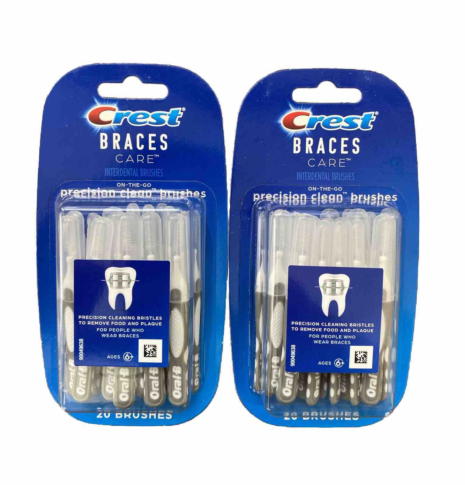 2 Pack Crest Braces Care OnTheGo Precision Clean Brushes 20 PK Each