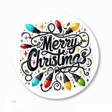 Merry Christmas Holiday Lights Favors Scrapbook Stickers Envelope Seals Labels