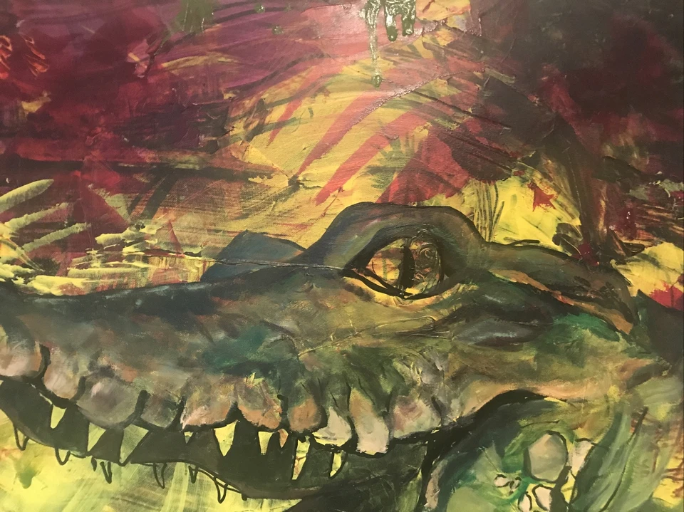 Alligator Original Art PAINTING, Raw Modern Contemporary Large 36”x 21.75 - Image 3 of 4