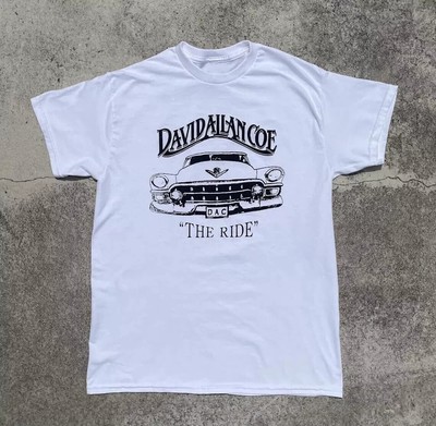 Vintage David Allan Coe The Ride White All Size Tee Shirt