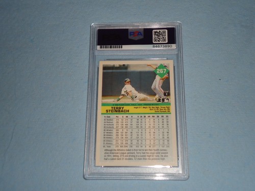 1991 Fleer Baseball Card Terry Steinbach 267 PSA DNA Auto 84673890 Autograph - Picture 2 of 2