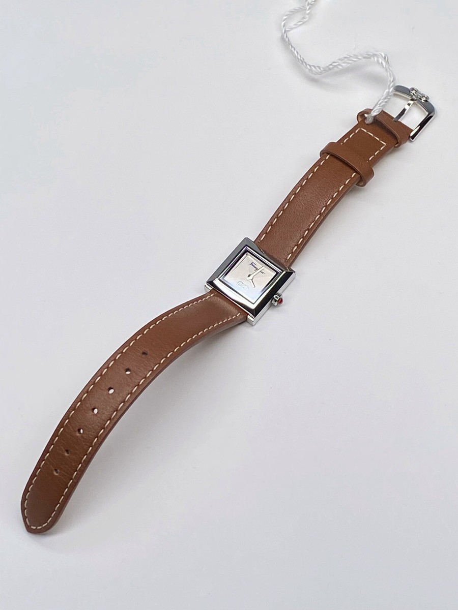 Ferragamo Square Brown Leather Strap Watch 19mm Retail $995  display picture 1