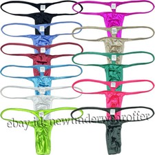 Mens Silk Shiny Bikini Thong Low Rise G-string Underwear Silky Slim Pouch T-Back