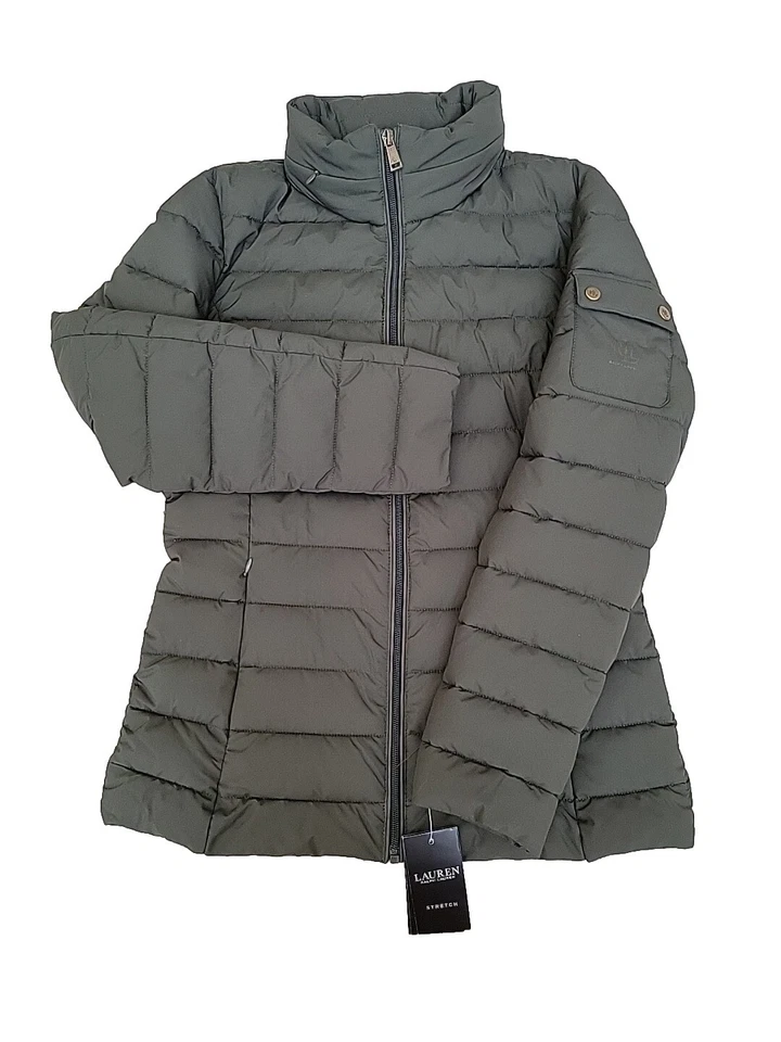 Chaqueta acolchada para mujer Ralph Lauren color verde loden talla XS capucha cremallera Foto 2 de 4