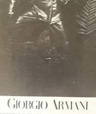 1981 Giorgio Armani Print Ad Black & White Women's Leather Clothing Italy