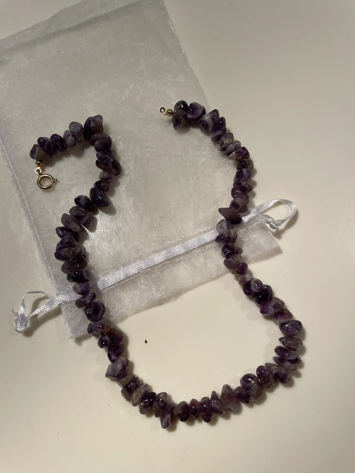 Collana e bracciale ametista  naturale lucidata vintage pietre dure - Immagine 4 di 4