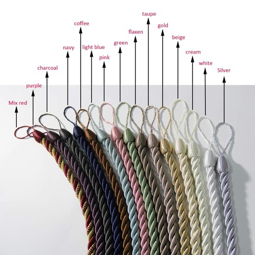 Curtain Ropes Tiebacks Tie-Backs, Curtain Handmade Holdbacks with 2 Metal Scr... - Picture 7 of 7