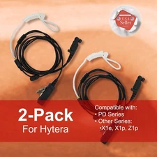 2x Acoustic Tube PTT Earpiece (2-Wire) for Hytera Radios PD602G, PD60X, X1e, Z1p