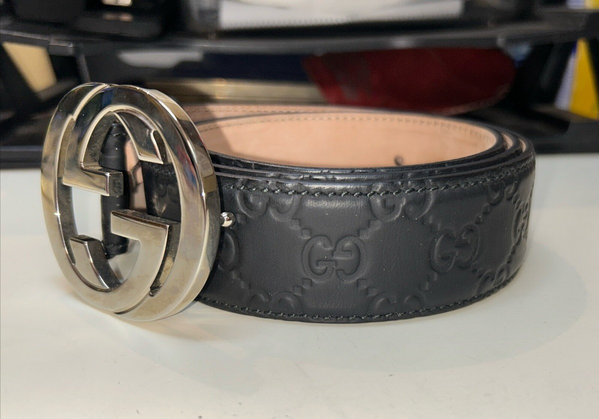 Gucci GG Interlocking G Black Leather Size 40/100 Men's Belt