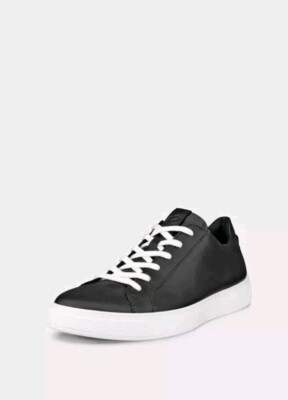 ECCO Men's Street Tray Classic Sneaker Black Leather White EU 44 Size 10 - 10.5