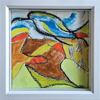 DARTMOOR LANDSCHAFT ABSTRAKT WIDECOMBE VON NIGEL WATERS SIGNIERT GERAHMT