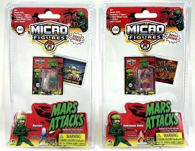 (Set of 2) Worlds Smallest MARS ATTACKS Martian/Victim Micro Action Figure