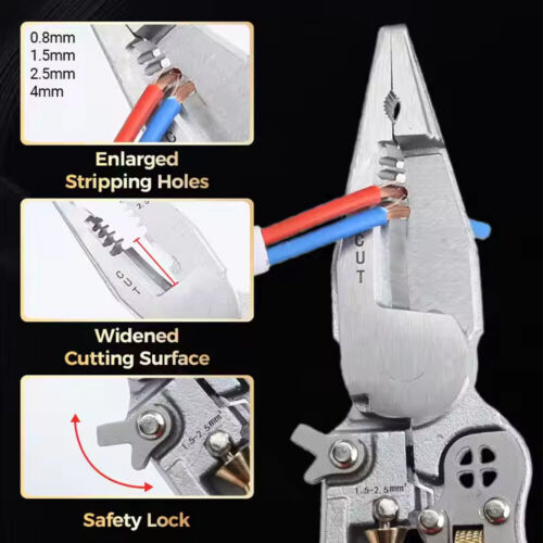 8in1 Wire Stripping Pliers, Wire Strippers with Electricity Measurement FunctiE4 - Picture 5 of 12