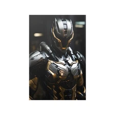 Satin Poster, Cyberpunk Robot v8, Perfect Gift for Gamers