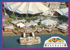 Expo 88 Brisbane Aerial View Postcard. Vintage 80s Australia Paddle Boat Old