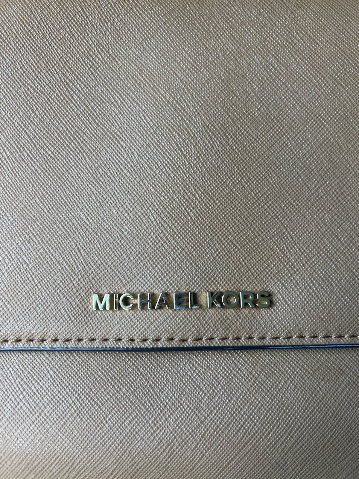 Michael Kors Daniela Saffiano Grey Brown Beige Crossbody Shoulder Bag Leather