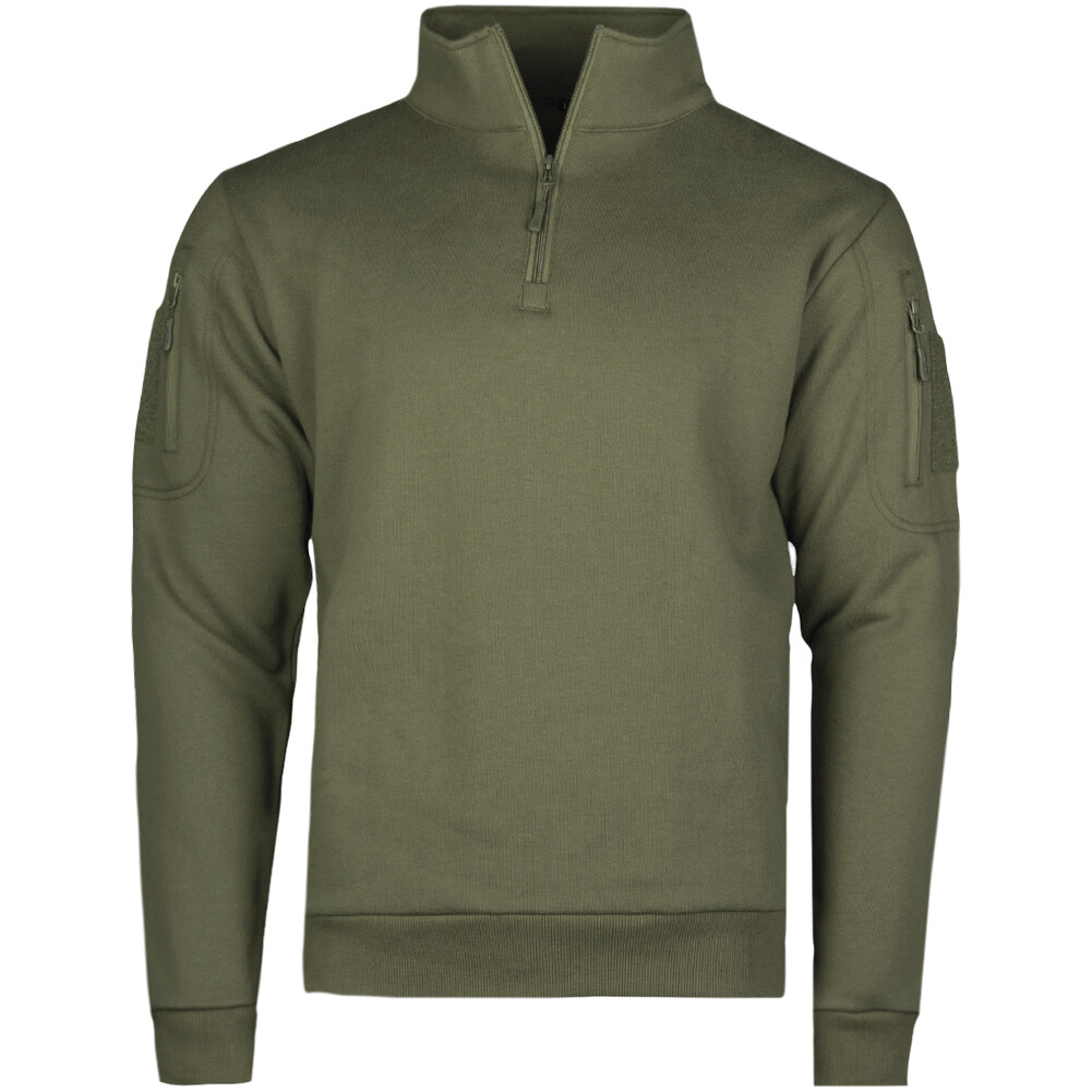 Mil-Tec Tactical Sweatshirt with Zipper Running Outdoor Gym Mens Ranger  Green