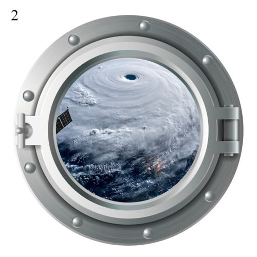 3D Porthole Window Reef Shark Fish Coral Space Sticker Wall Poster Vinyl" - Picture 18 of 24