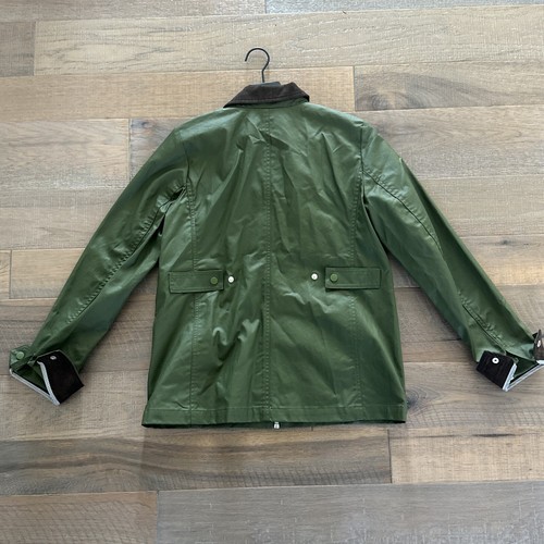 J Crew Waxed Barn Chore Coat XS T Olive Green Brown Cord Prep British Equestrian - Picture 13 of 16